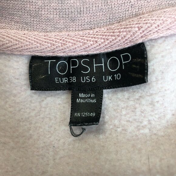 Topshop Womens Sweatshirt Sz 6 Heather Pink Crew Neck Sweatshirt Raglan Sleeve - Picture 3 of 5